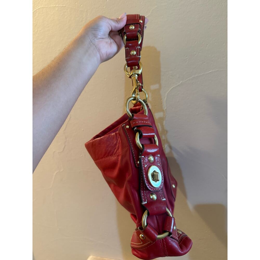 Coach 10615 Ergo Hobo Bag Red Leather Brass Hardware Y2K Hang Tag - Picture 5 of 12